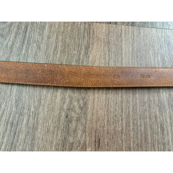 Vintage 1970s Men's Brown Leather Belt Braided Leather Detail Gold toned Buckle - Picture 8 of 11